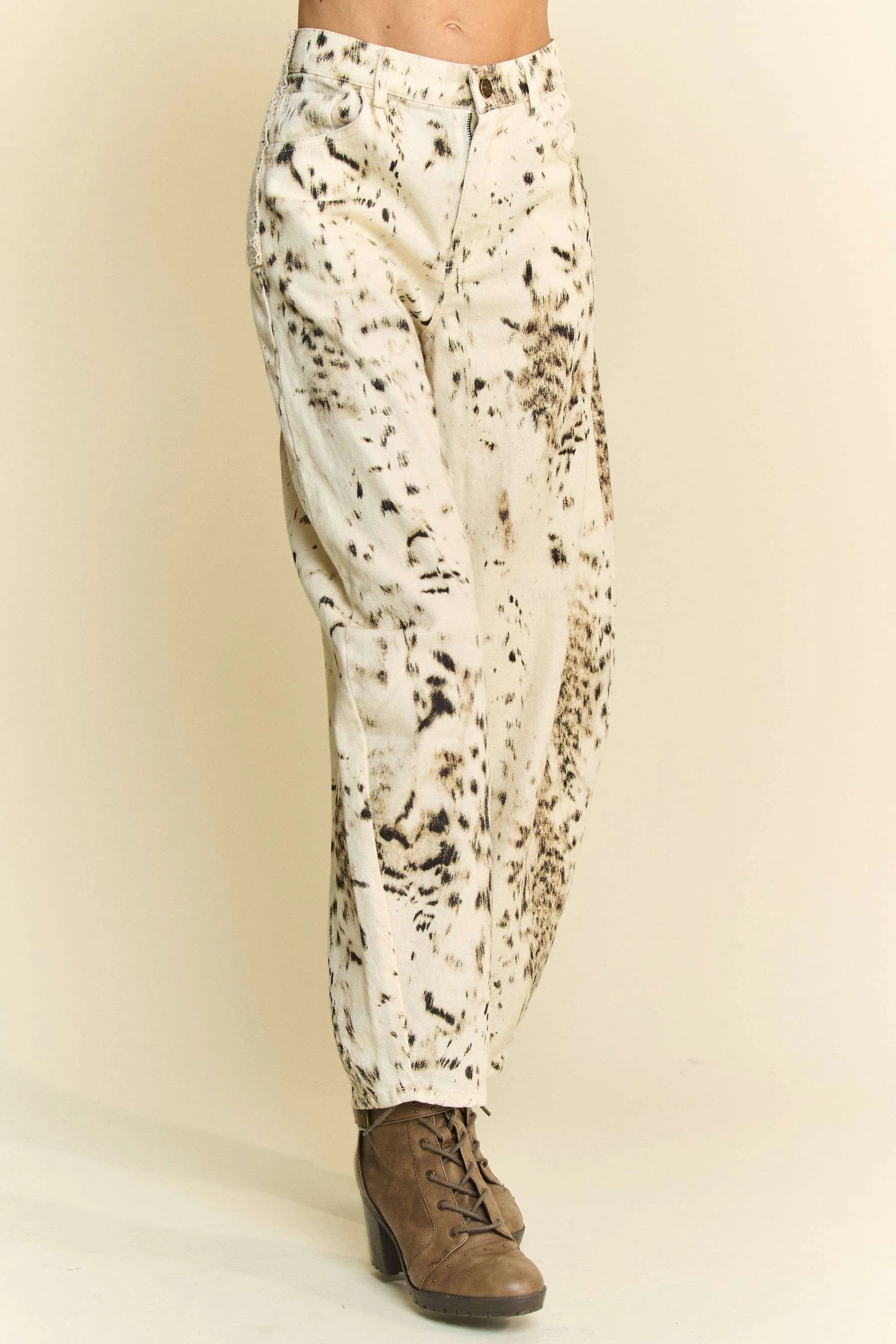 Abstract Tie Dye Dot Barrel Pants