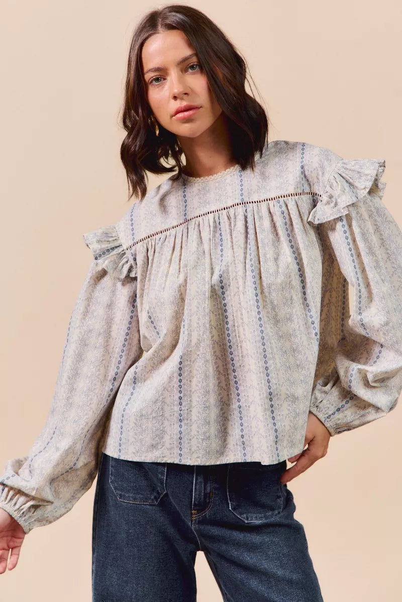 Floral Print Ruffled Blouse