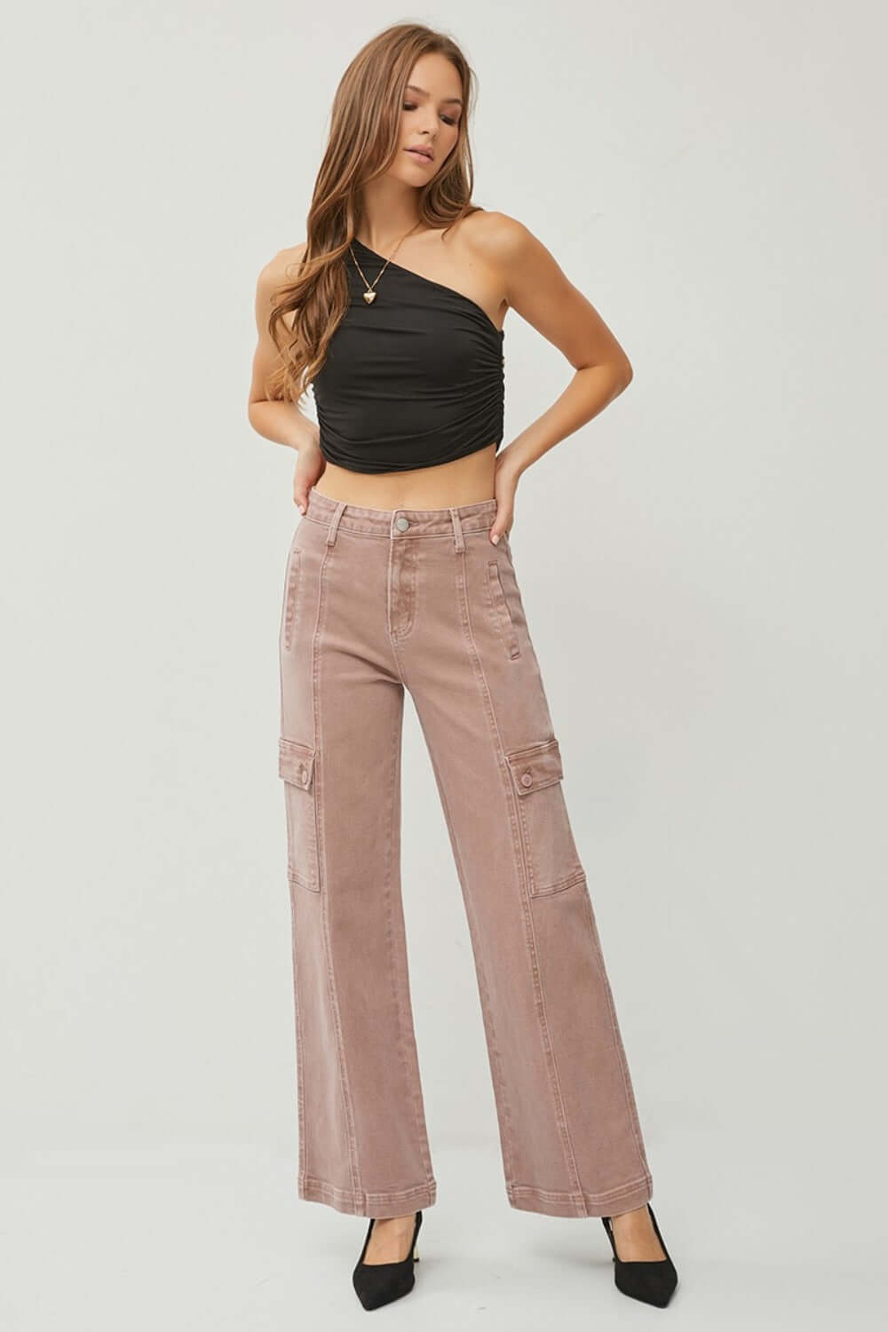 High Rise Wide Leg Cargo Jeans