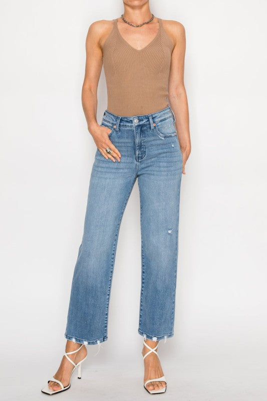 High Rise Tummy Control Straight Jeans