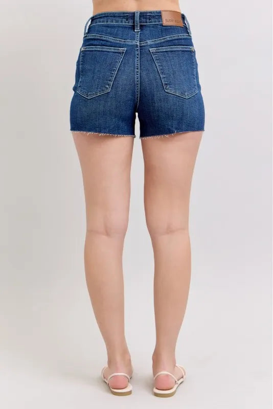 High Waist Criss-Cross Waistband Denim Shorts