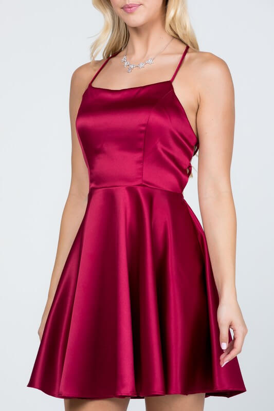 Satin Fit and Flare Dress