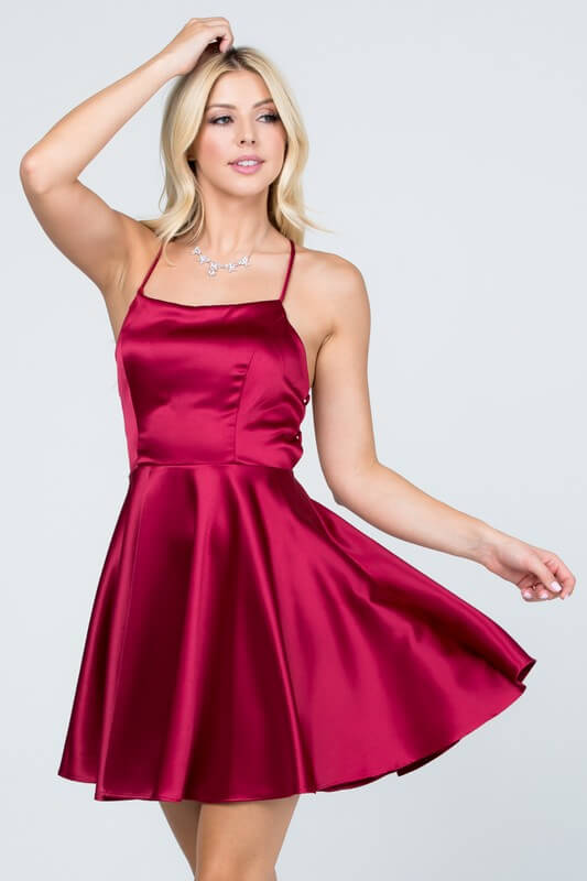 Satin Fit and Flare Dress