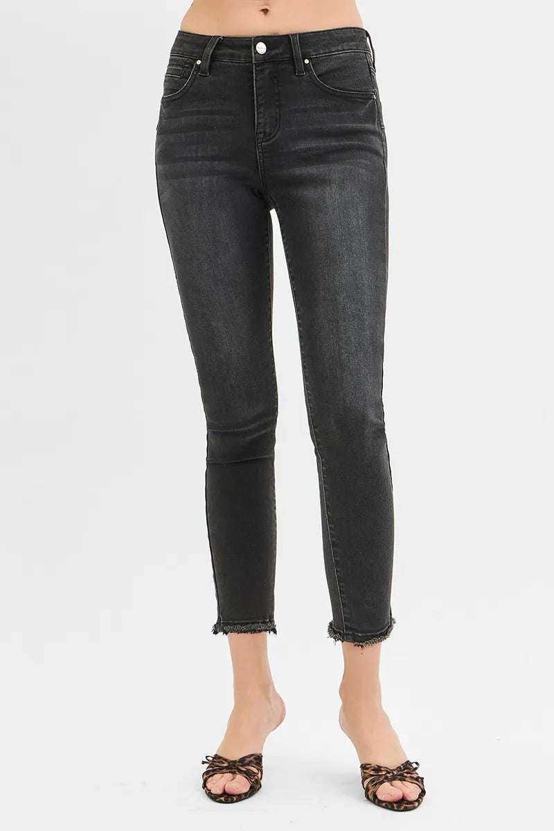Tummy Control Mid Rise Crop Skinny Jeans