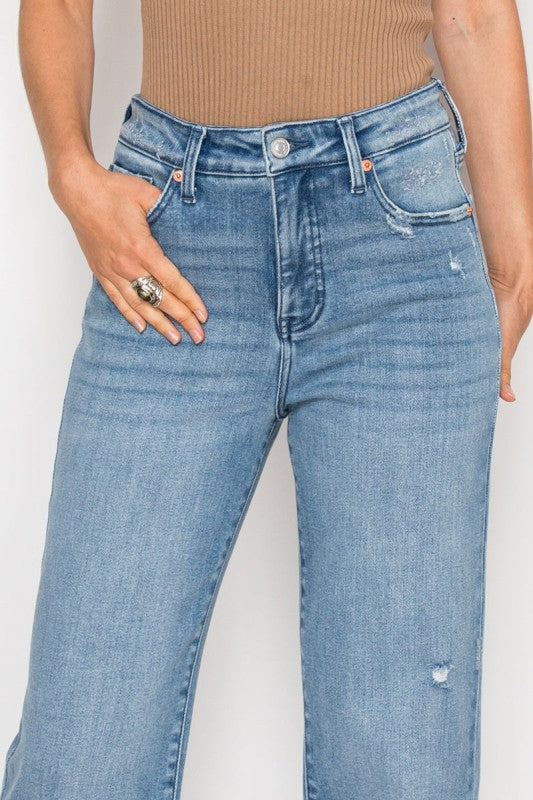High Rise Tummy Control Straight Jeans
