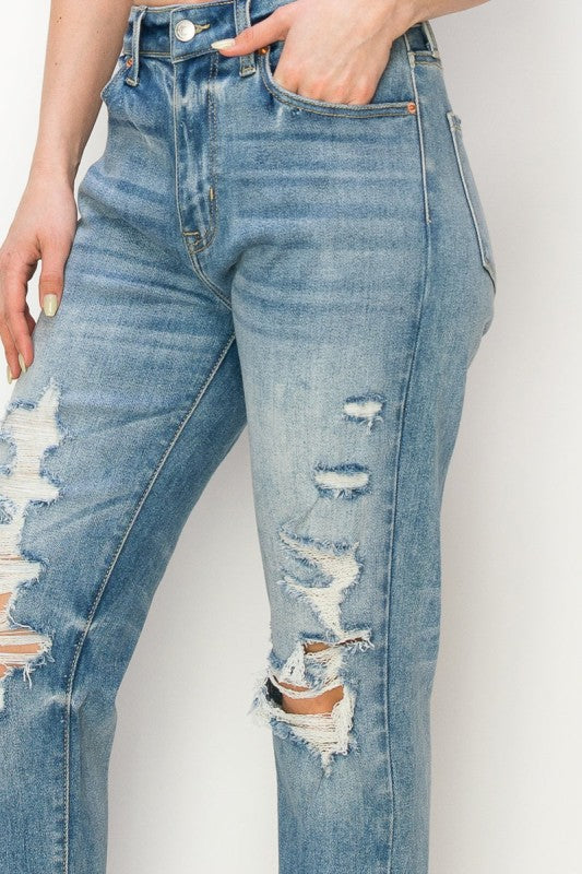High Rise Stretch Mom Jeans