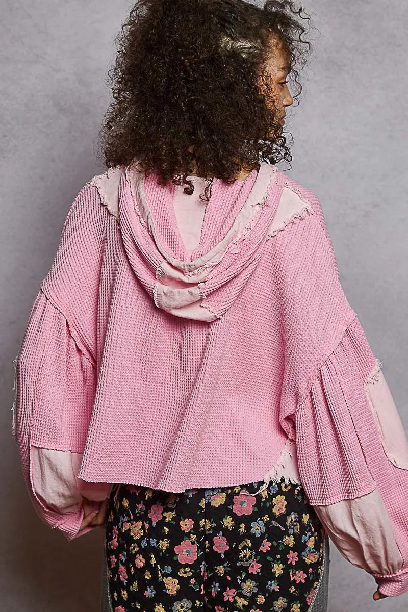 Raw Hem Cropped Hooded Jacket