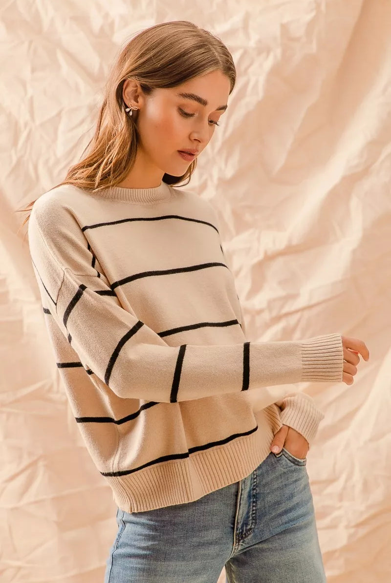 Stripe Crew Neck Sweater