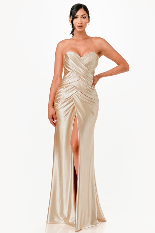 Strapless Ruched Full-Length Gown