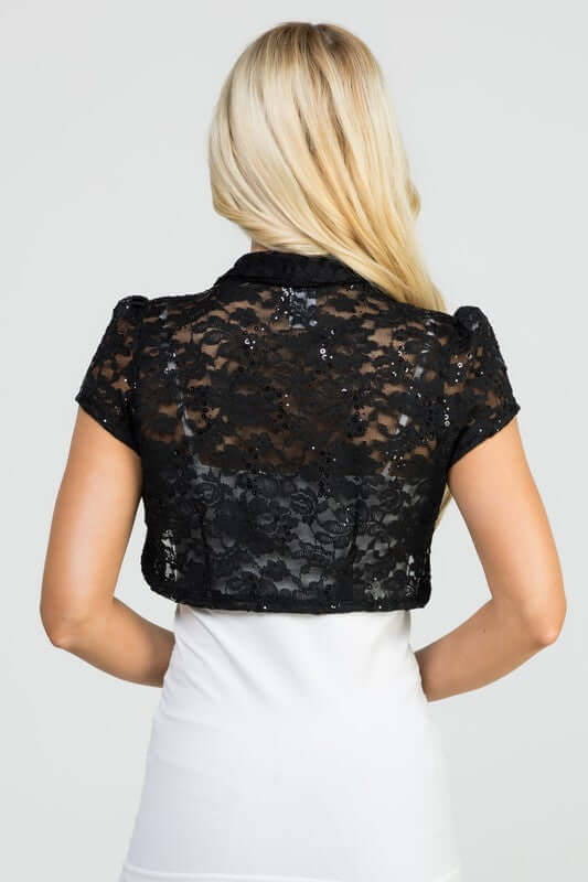 Crochet Sequin Lace Cropped Shrug