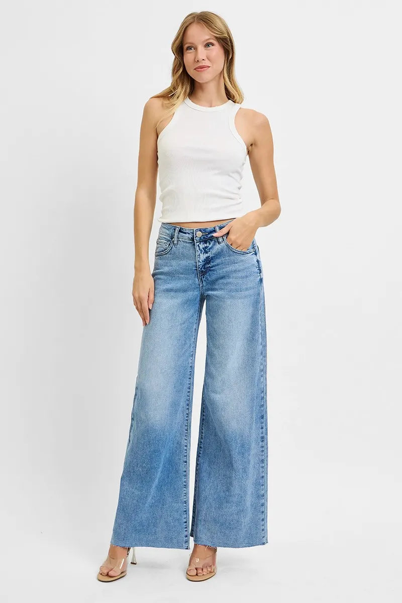 Tummy Control High Rise Wide Leg Palazzo Jeans