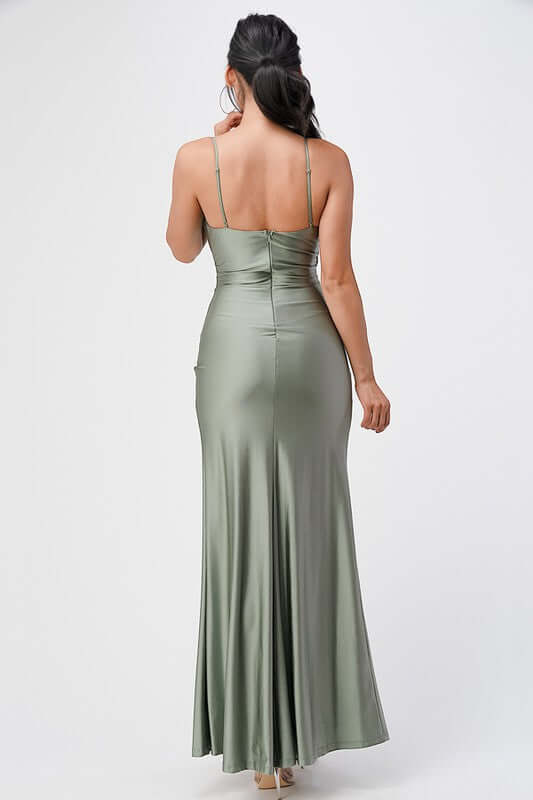 Tara Side Pleat Overlap Gown with Side Opening