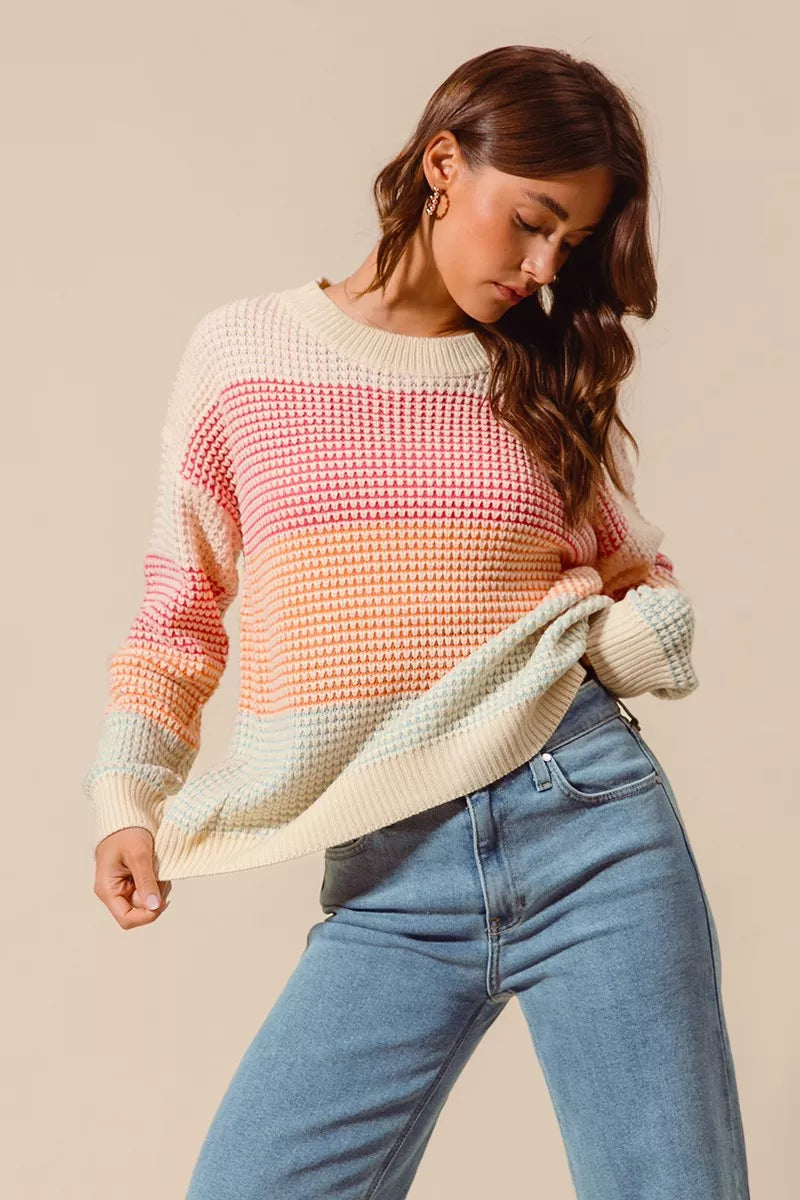 Color Block Long Sleeve Sweater