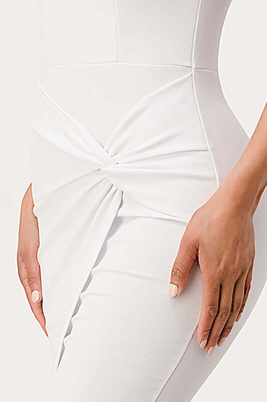 Off Shoulder Front Twist Bodycon Dress