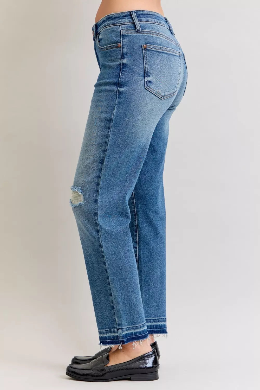 Mid Rise Boyfriend Destroy Release Hem Jeans