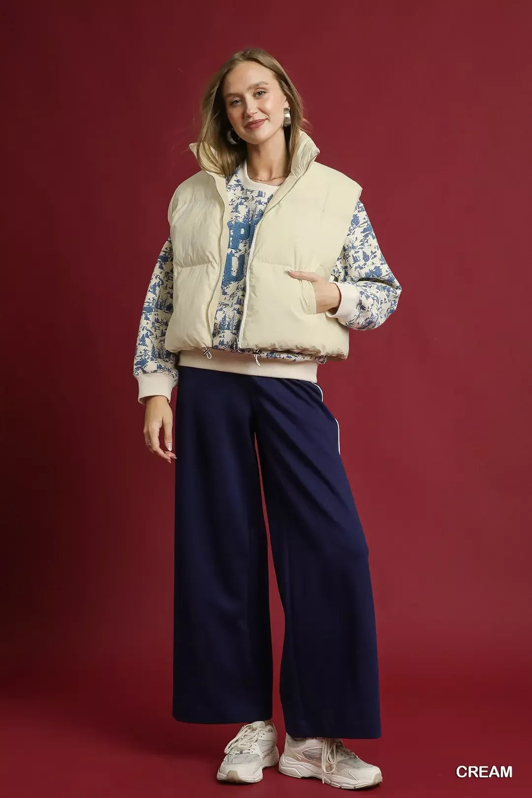 High Neck Puffer Vest with Zip Front