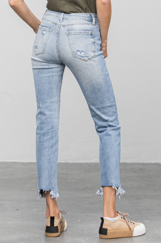 Mid Rise Straight Jeans