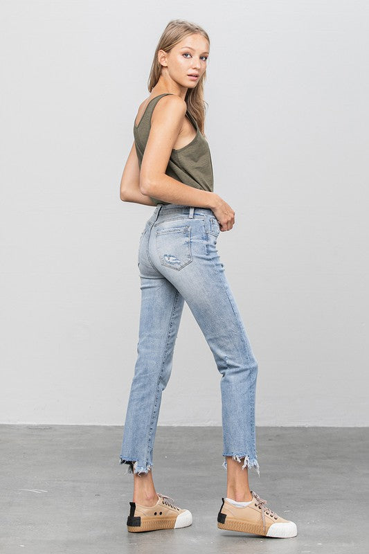 Mid Rise Straight Jeans