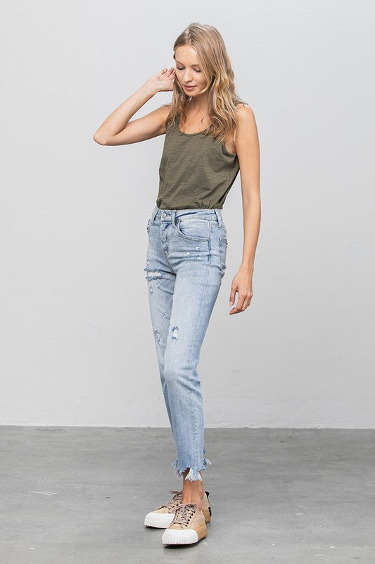 Mid Rise Straight Jeans