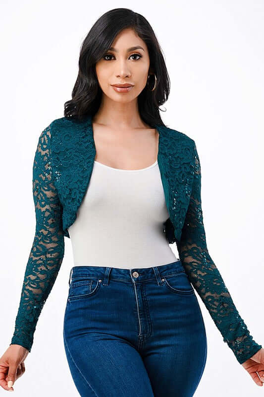 Long Sleeve Evening Lace Bolero