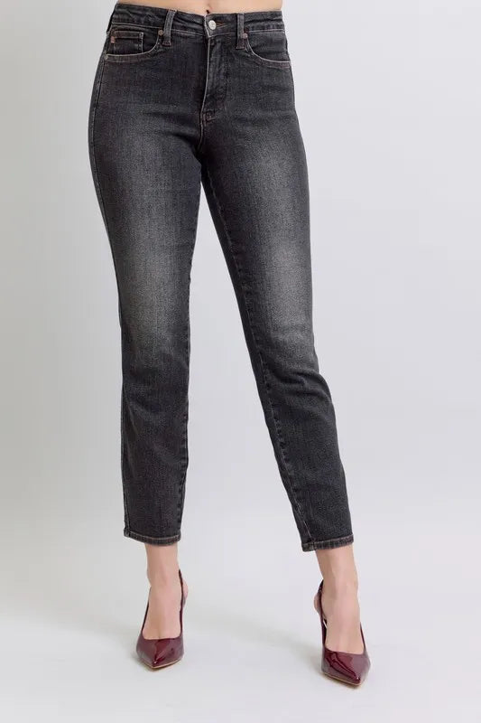Mid Rise Tummy Control Slim Jeans