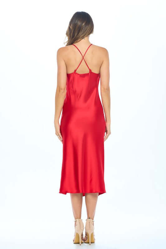 Satin Bias Slip Dress with Slit