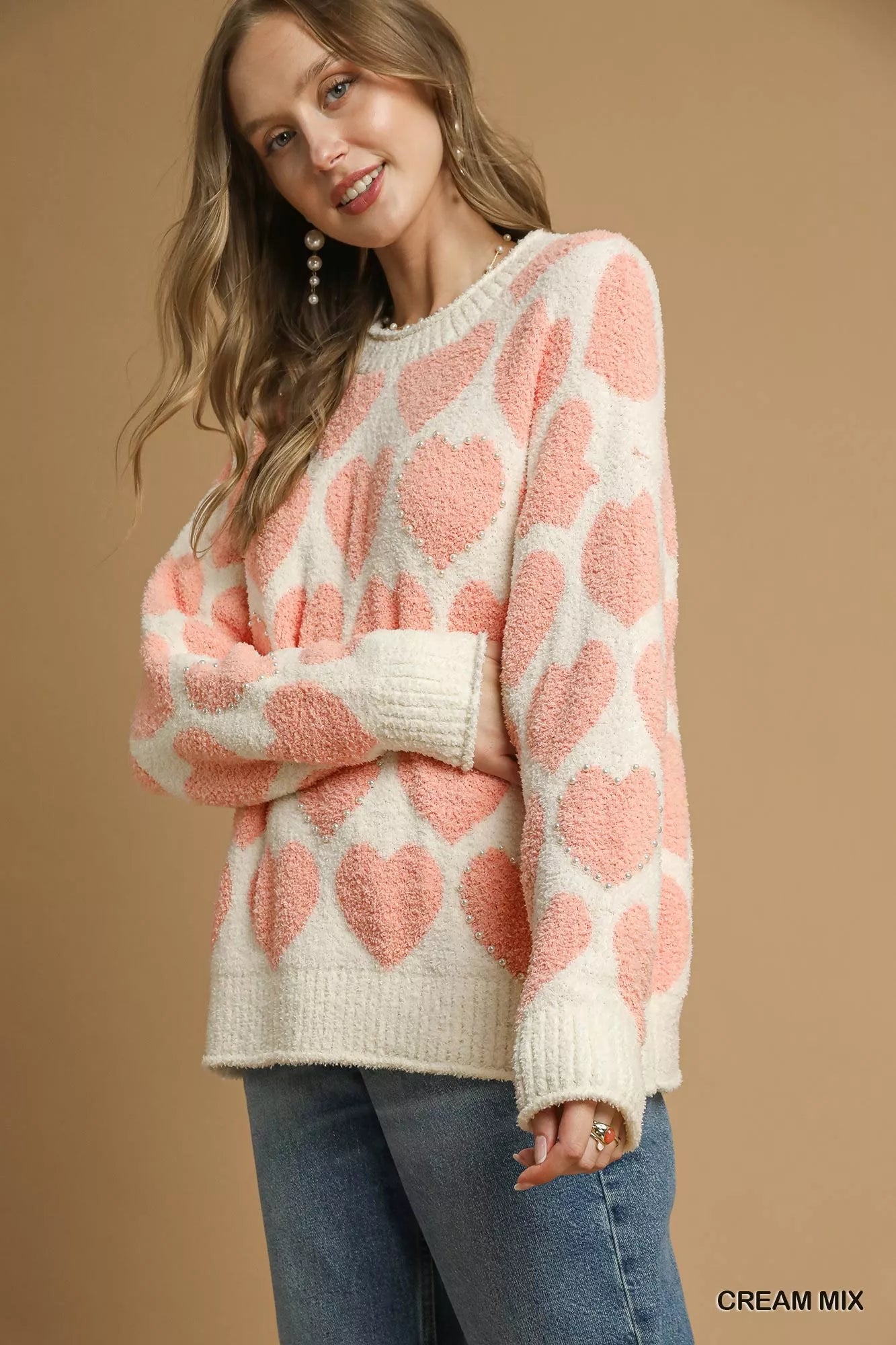 Mix Heart Pattern Sweater