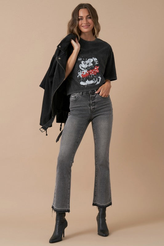 High Rise Bootcut Crop Jeans