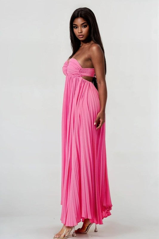 Flowy Sleeveless Pleated Maxi Dress