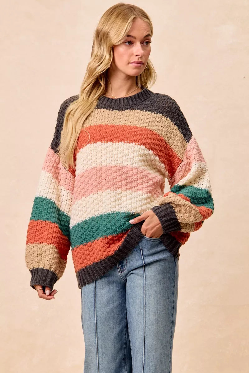 Color Block Chunky Sweater