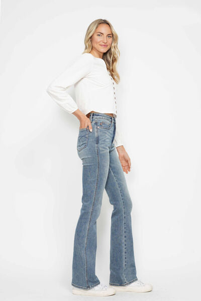 Tummy Control Back Embroidered Bootcut Jeans
