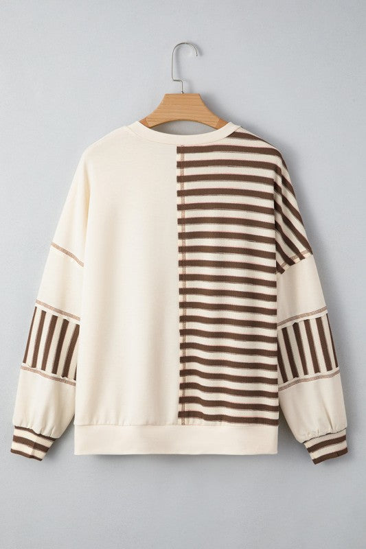 Striped Patchwork Henley Top