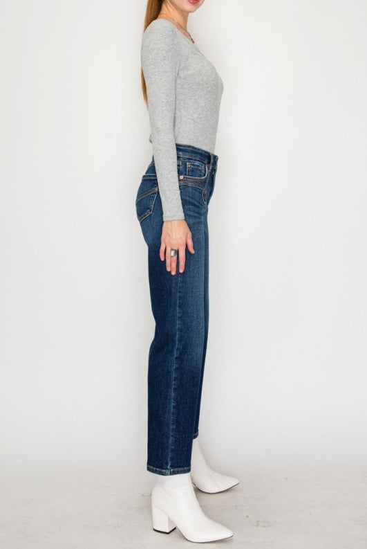 High Rise Ankle Straight Jeans
