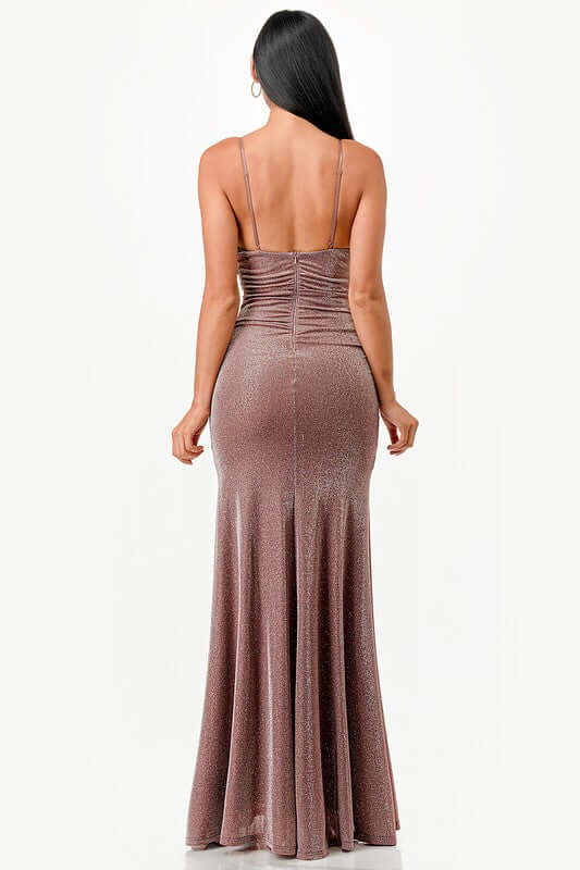 Sparkling Jacquard Cowl Neck Dress