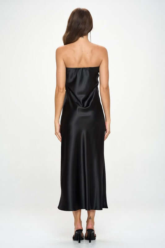 Silky Satin Tube Draped Dress.