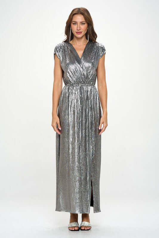 Sleeveless Metallic Maxi Dress