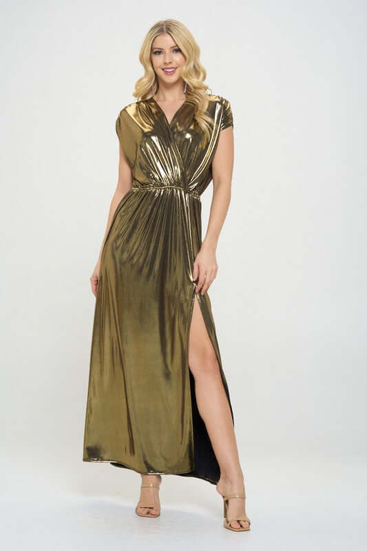 Sleeveless Metallic Maxi Dress