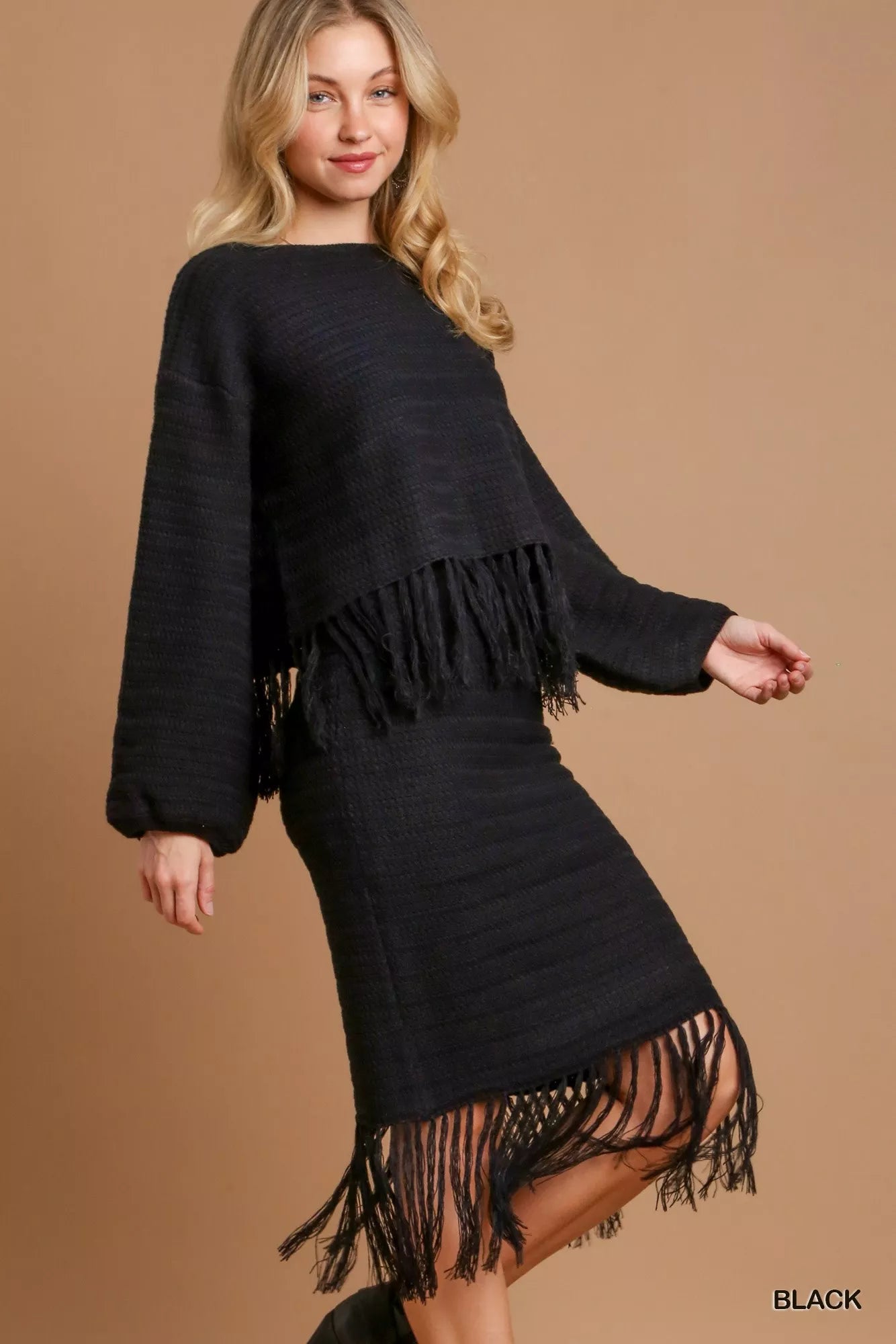 Crochet Fray Hem Knit Crop Top