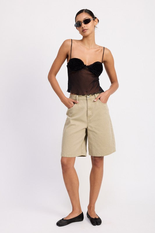 SHEER MESH FLORAL CUP CAMI TOP