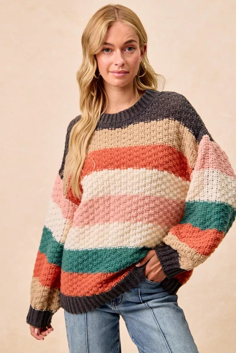 Color Block Chunky Sweater