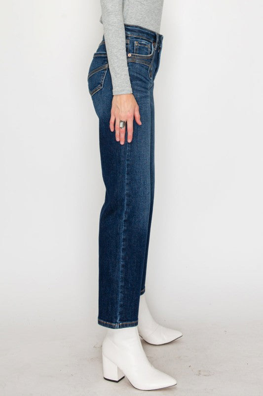 High Rise Ankle Straight Jeans