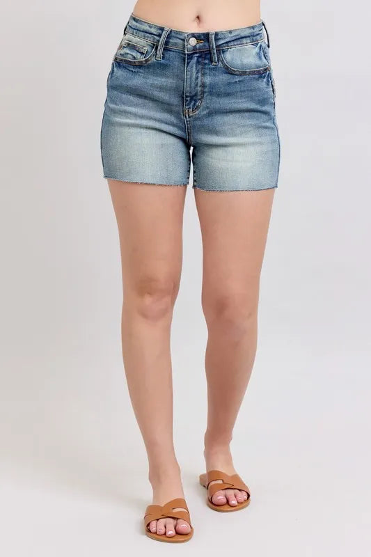 Judy Blue High Waist Star Seam Detail Denim Shorts