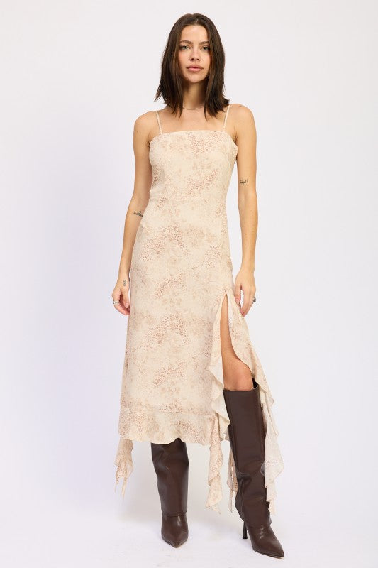 Ruffle Midi Dress with Back Tie