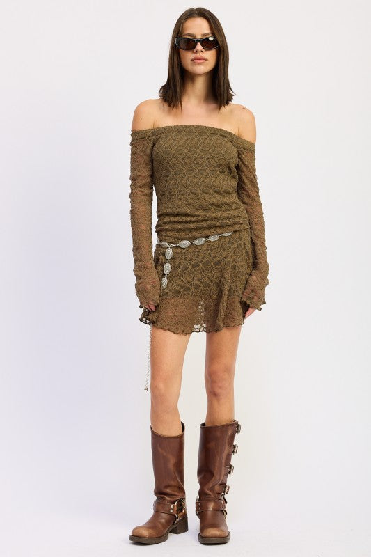 Lace Off-Shoulder Mini Dress