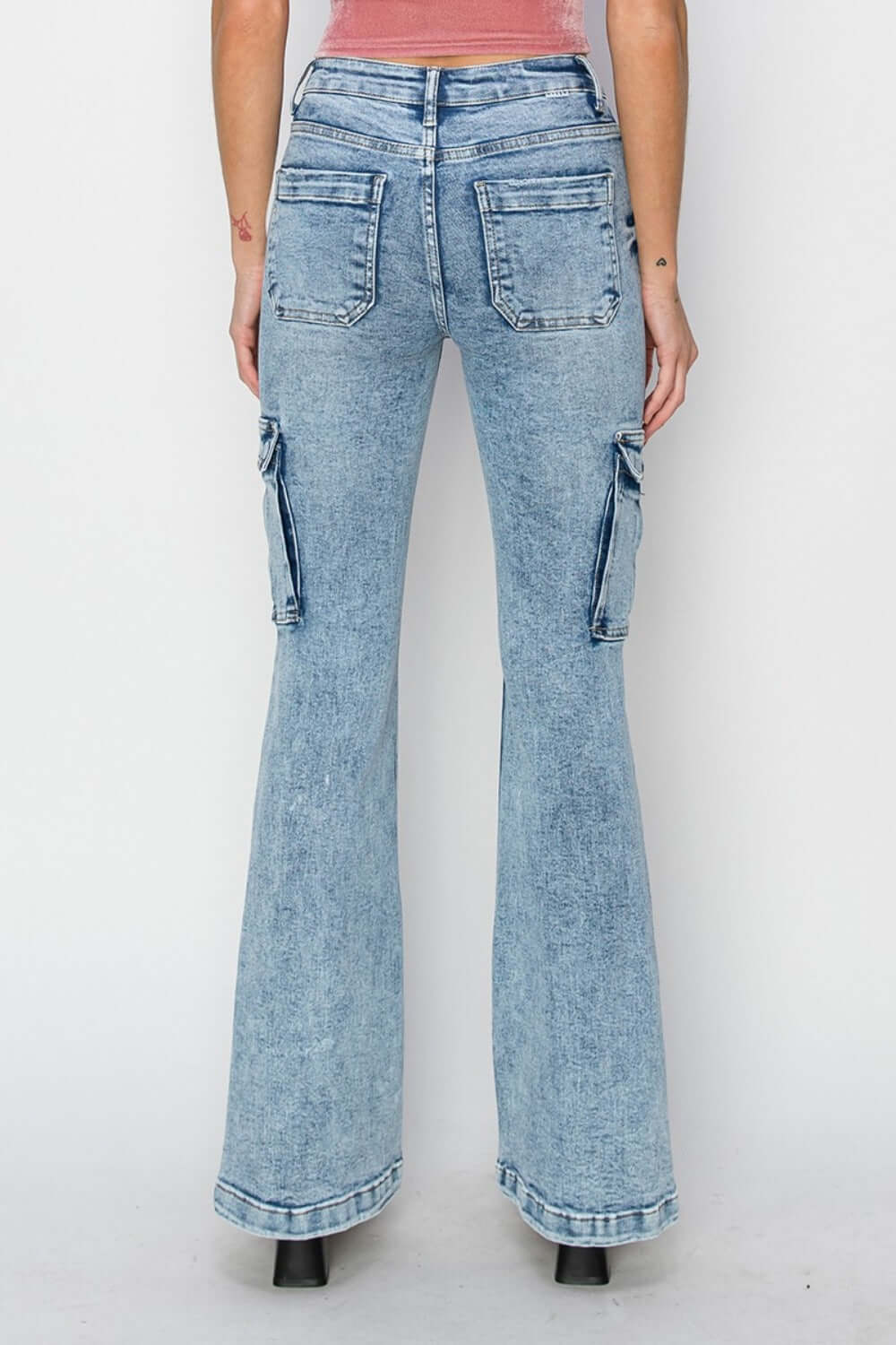 High Rise Cargo Flare Jeans