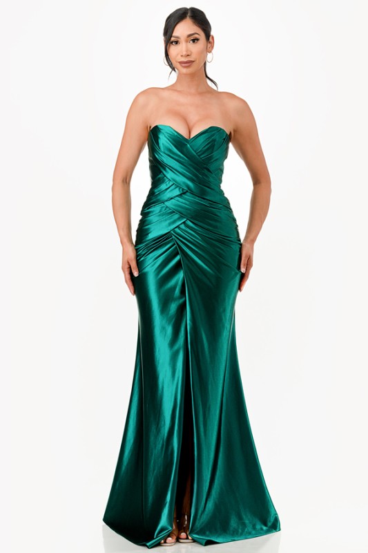 Strapless Ruched Full-Length Gown