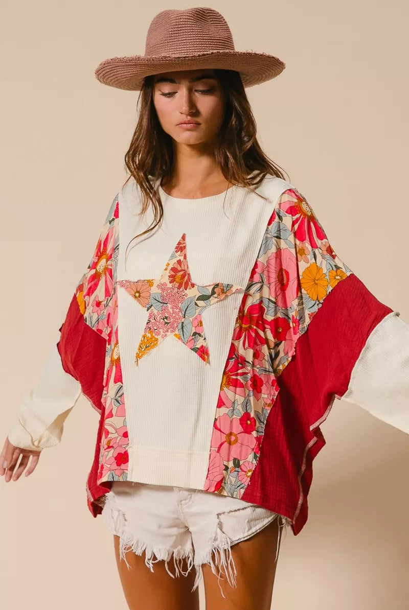 Floral Star Patch Sweatshirt
