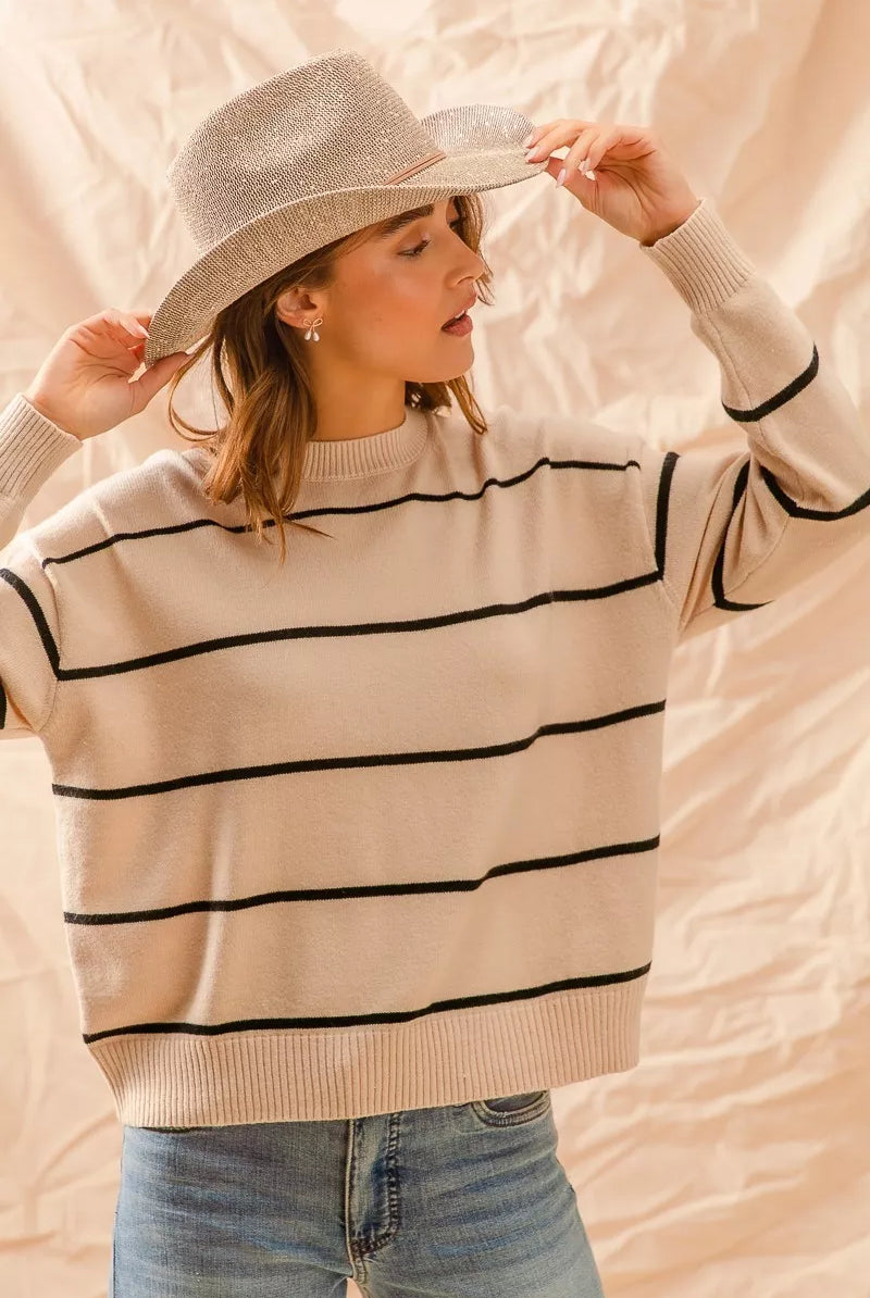 Stripe Crew Neck Sweater