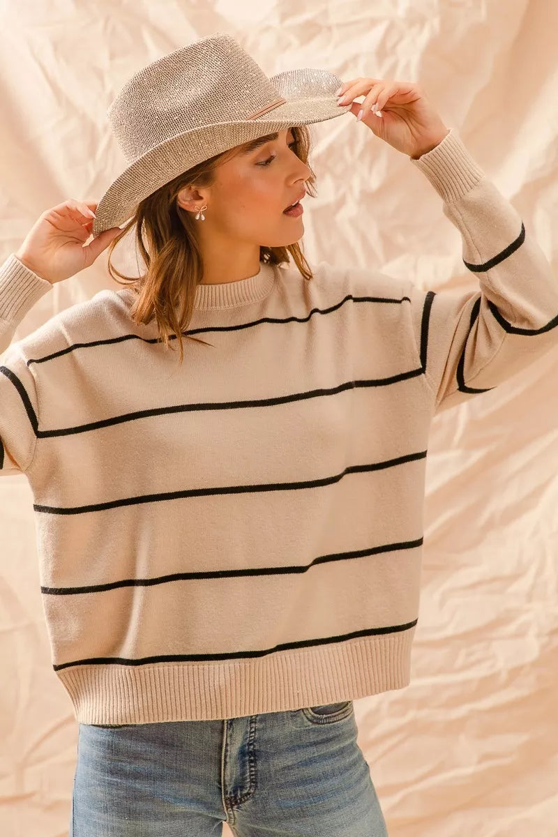 Stripe Crew Neck Sweater