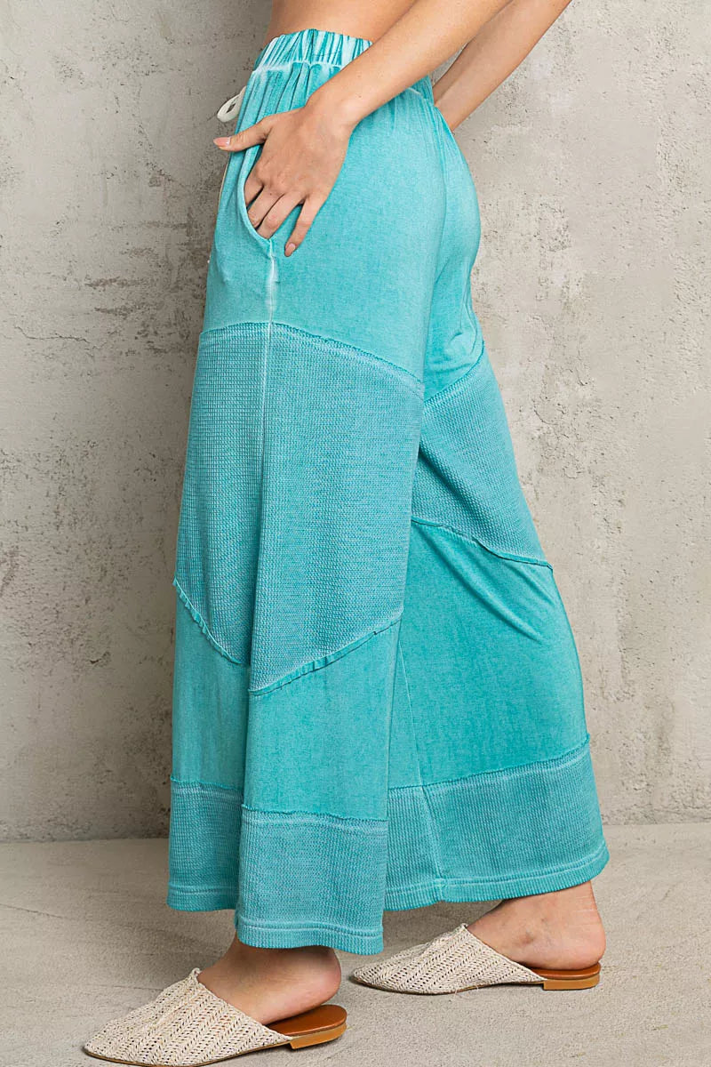 Elastic Waistband Wide Leg Pants with Drawstring